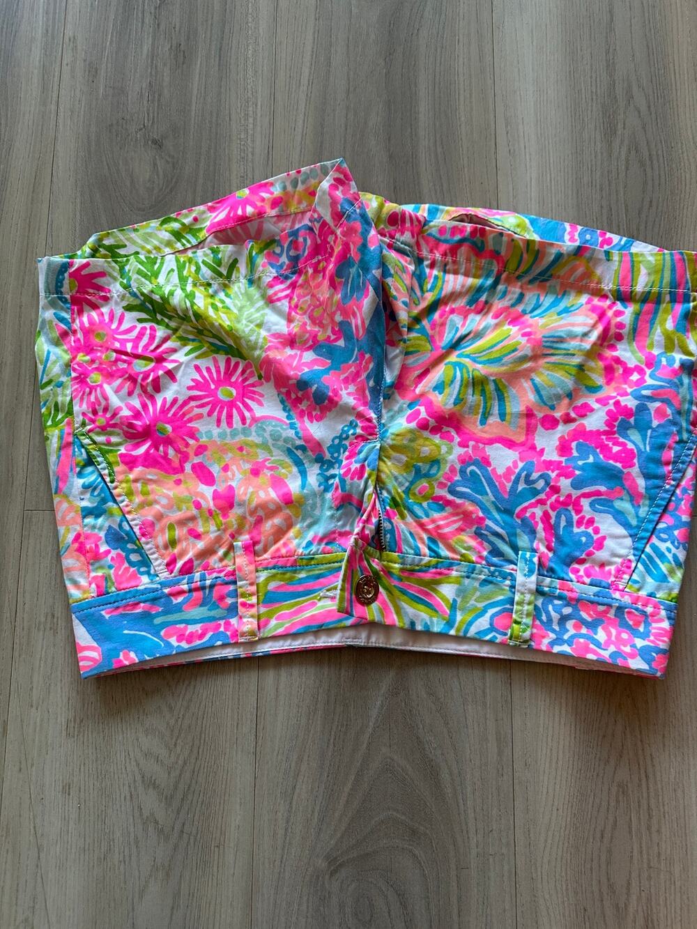 Lilly Pulitzer The Callahan Floral Pink Green Multi Color Shorts Women Size 4